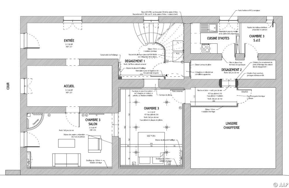 Plan rez-de-chaussée maison - Etat projeté