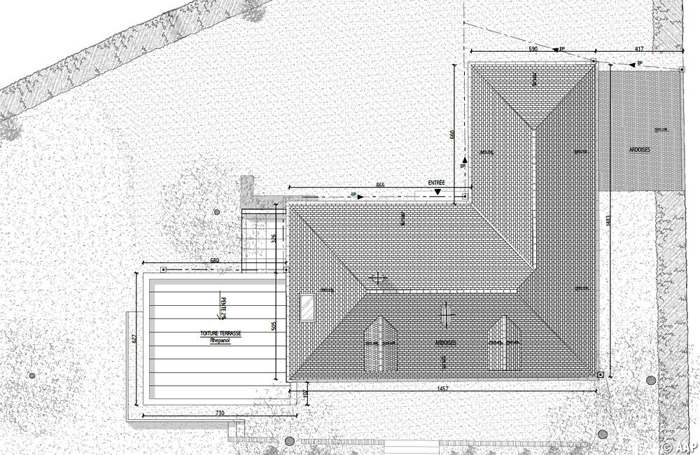 Plan des façades et des toitures.